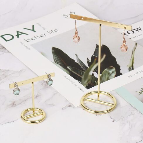 لونغ تاو 4 قطع حامل عرض الاقراط المعدنية الذهبية على شكل حرف T حامل اقراط حامل مجوهرات متدلي عرض المجوهرات رف معلق لعرض المجوهرات والتقاط الصور والتجزئة عبر الانترنت in Kuwait