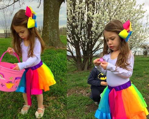 زي توتو للفتيات الصغيرات من BGFKS، تنورة توتو من التول بألوان قوس قزح بطبقات من الباليه مع قوس شعر ووشاح عيد ميلاد in Kuwait