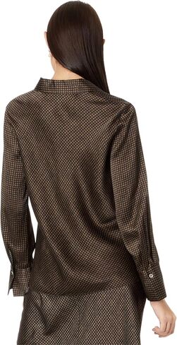 بلوزة Vince النسائية المصقولة بنمط Houndstooth Bias L/S in Kuwait