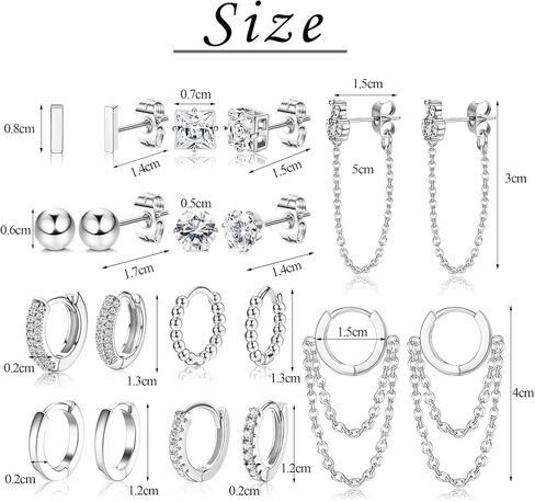 JeryWe 10 أزواج 14K مطلية بالذهب Huggie هوب ترصيع الأقراط مجموعة للنساء الأزياء هيبوالرجينيك الصغيرة لذيذ الحد الأدنى تشيكوسلوفاكيا الكرة سلسلة القرط مجموعات لثقب متعددة in Kuwait