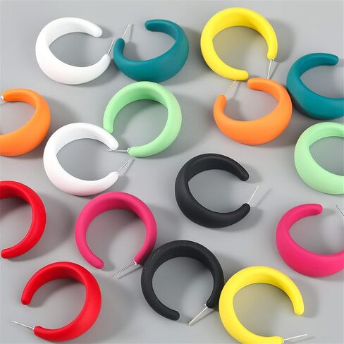 Colorful Acrylic Chunky Hoop Earrings for Women Girls Lightweight Exaggerated Geometric Earrings Minimalist Earrings Retro Neon Earrings StatementJewellery in Saudi Arabia