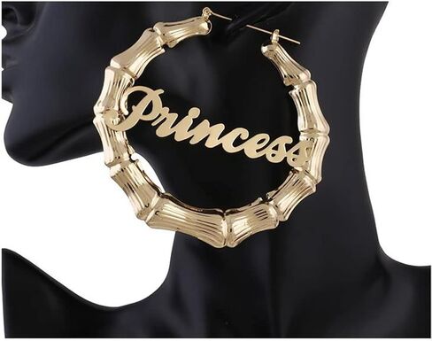 Bamboo Earrings for Women 90s Bamboo Hoop Earrings Big Circle Bamboo Joint Dangle Earrings Exaggeration Hip Hop Letter Ear Jewelry in Saudi Arabia