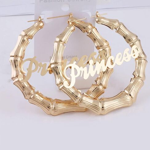 Bamboo Earrings for Women 90s Bamboo Hoop Earrings Big Circle Bamboo Joint Dangle Earrings Exaggeration Hip Hop Letter Ear Jewelry in Saudi Arabia