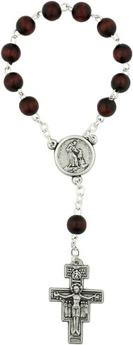 San Damiano One Decade Rosary with Mahogany Stain Beads in Kuwait