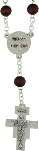 San Damiano One Decade Rosary with Mahogany Stain Beads in Kuwait