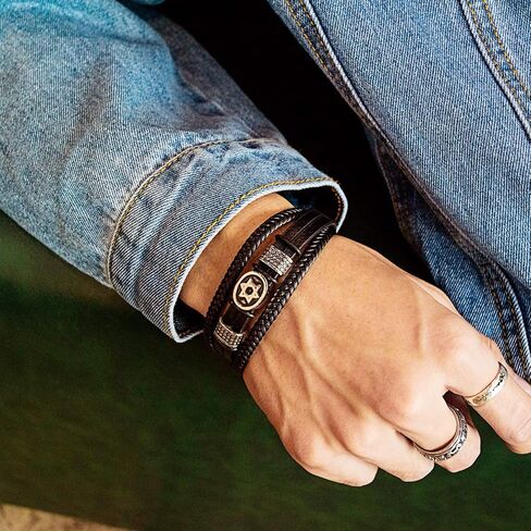 سوار VersaKits الرجالي مطرز و/أو جلد مضفر و/أو سوار ساحر من الفولاذ المقاوم للصدأ هدية للرجال in Kuwait