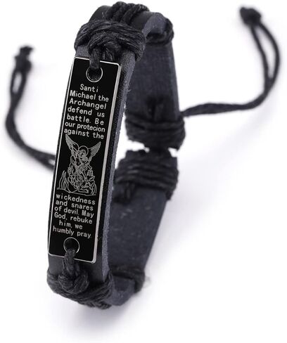 الكتاب المقدس الملهم الديني، آية الكتاب المقدس الملهمة للإيمان المسيحي، تشجيع سوار قابل للتعديل، سوار جلد مضفر من الجلد الإنجليزي هدية للرجال والأولاد والأب والابن والبنات in Kuwait