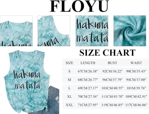FLOYU رسالة طباعة تانك الأعلى للنساء هاكونا ماتاتا عارضة أكمام العضلات سترة قمم مع أقوال مضحكة in Saudi Arabia