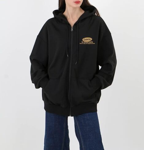 WINGSCLOGO Women's Drop Shoulder Oversized Fun Graphic Zip Up Hoodie in Saudi Arabia