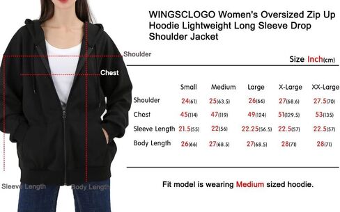 WINGSCLOGO Women's Drop Shoulder Oversized Fun Graphic Zip Up Hoodie in Saudi Arabia