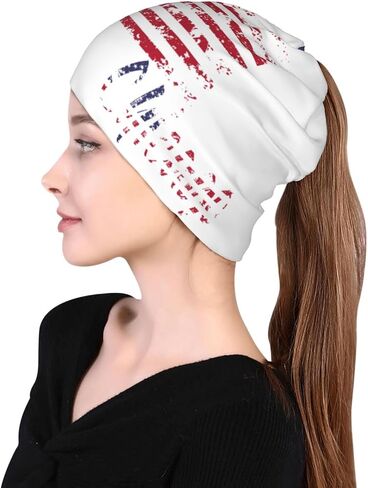 ASYG Chicago Slouchy Beanie Cap Knit Hat Chicago Flag Beanie Winter Hats Cap Flag Slouchy Hat in Kuwait