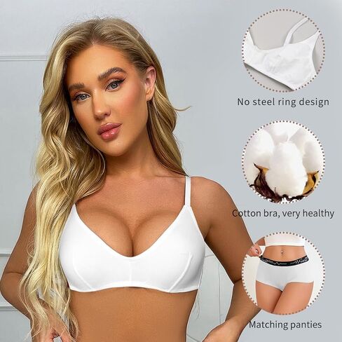 طقم حمالة صدر لاسلكية غير مبطنة من القطن من Varsbaby وسراويل داخلية بدون خياطة in Kuwait