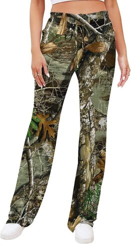 الخريف الصيد شجرة كامو نمط المرأة اليوغا السراويل مستقيم بنطال ذو قصة أرجل واسعة الرباط Sweatpants فضفاضة غير رسمية in Saudi Arabia