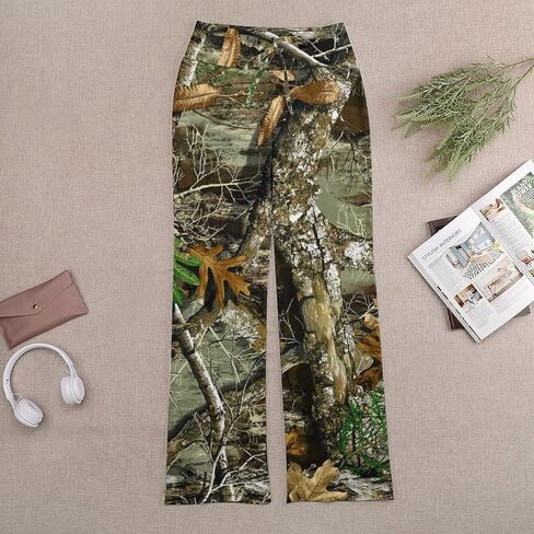 الخريف الصيد شجرة كامو نمط المرأة اليوغا السراويل مستقيم بنطال ذو قصة أرجل واسعة الرباط Sweatpants فضفاضة غير رسمية in Saudi Arabia