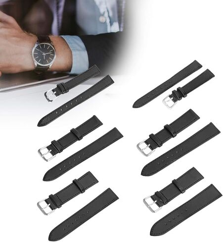 PU Leather Watch Bands, Adjustable Silica Gel Watch Band, Universal Replacement Watch Strap Part Accessory Classical Leather Watch Straps for Men and Women (20mm Black) in Saudi Arabia