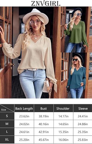 بلوزة نسائية باكمام طويلة كاجوال بيسيك من زد ان في جيرل، قمصان فضفاضة لطيفة وخفيفة الوزن in Kuwait