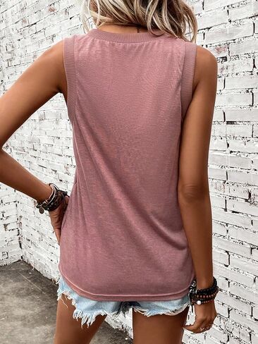 Floerns Women's Solid V Neck Sleeveless Casual Tank Tops Shirts in Saudi Arabia