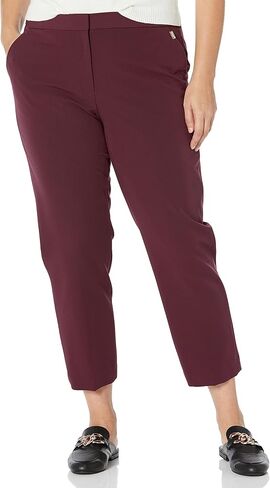 Calvin Klein Women's Plus Size Lux Stretch Straight Leg Belted 2 Button Tab Pant in Saudi Arabia