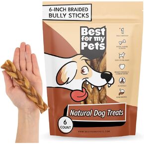 Best For My Pets Braided Bully Sticks for Dogs (12 Inch, 8 Pack) - Premium Long Lasting Dog Chew Treats to Keep Puppies and Dogs Happily Busy - Dog Dental Chews - Fully Digestible Rawhide-Free Treats