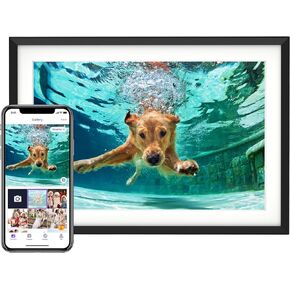 إطار صور رقمي من Euphro مقاس 15.6 بوصة مع مساحة تخزين 32 جيجابايت، وإطار صور رقمي مع شاشة لمس IPS مقاس 1920 × 1080، ومشاركة الصور/مقاطع الفيديو وإرسال أطيب التمنيات عبر التطبيق المجاني