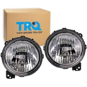 TRQ Headlight Assembly Set Headlights Driver & Passenger Side Compatible with 2020-2023 Jeep Gladiator 2018-2023 Wrangler CH2502314 CH2503314