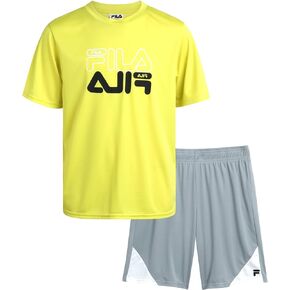 Fila Boys' Active Shorts Set - 2 Piece Dry Fit T-Shirt and Performance Gym Shorts - Activewear Clothing Set for Boys (4-12)