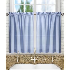 Ellis Curtain Stacey Sheer 56-by-24 Inch Tailored Tier Pair Curtains, Slate, 56x24