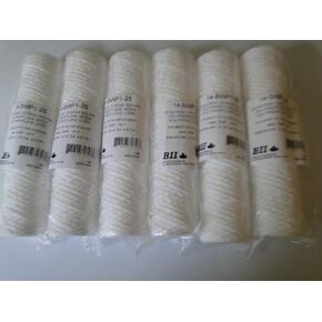 6 BOSHART 2.5" x 10" 25 MICRON STRING WOUND WATER FILTER REPLACEMENT CARTRIDGES 14-SWP1-25