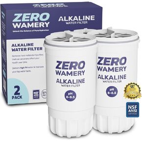 فلتر قلوي من Zero Wamery ذو 5 مراحل - بديل لفلتر Zero ZR-017 أباريق وموزعات - معتمد من NSF، يقلل من PFOA/PFOS والكلور والمزيد