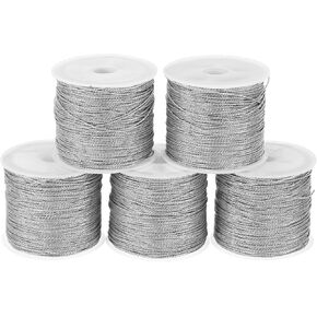 PATIKIL Total 545yards Metallic Cord, 5 Rolls 0.3mm Dia Tinsel Ornament String Thread for Craft Beading Jewelry Making Gift Wrapping Decoration, Gold in Saudi Arabia