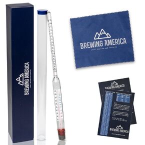 Thermo-Hydrometer ABV Tester Kit Triple Scale for Beer/Wine - Pro Series American-Made Specific Gravity Hydrometer with Thermometer Temperature Correction, N.I.S.T Traceable (KIT)