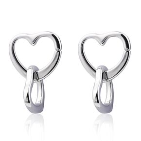 Double Heart Stud Earrings Silver Heart Dangle Earrings 925 Sterling Silver Earrings for Women Girls Handmade Heart Drop Earrings