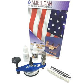 Windshield Repair Bridge American - Professional Rock Chip Repair Bridge with Resin 15ml and Pit filler 10ml - Stainless Steel Injector - Cracked Glass Repair Tool - Inlcudes 2 Replacement Seal Sets
