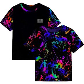 Milumia Boy's 2 Pack Ink Splatter Printed Letter Tape Short Sleeve Tee T Shirts Tops