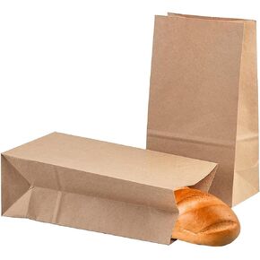 Kraft Paper Lunch Bags, 12 lb, 7 x 4.5 x 13.75 Inches, 25 Pack, Paper Grocery Bags Bulk, Bread Bags Snack Bags, Greaeproof,Heavy Duty, Recyclable, for Bakery Grocery Restaurant Party Gift Snack