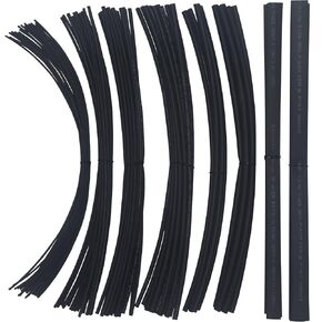 RockDIG 230PCS Diameter 1.5/3/4.5/6/9/12/15 mm 3:1 Heat Shrink Tubing Assortment Kit Single-Wall(Non-Adhesive) Black