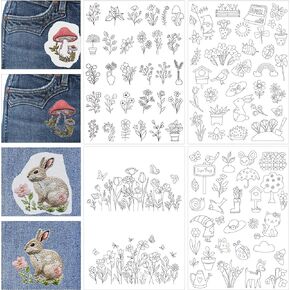 Water Soluble Embroidery Patterns - Stick & Stitch Embroidery Paper Wash Away, Water Soluble Stabilizer for Embroidery, Angel Cross Dove Bible Verse Flower Design, Suprise for Hand Sewing Lover