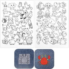 4 Sheet Embroidery Patterns, Water Soluble Hand Sewing Stabilizers Stick and Stitch Embroidery Stabilizers with Animal Patterns for Hand Sewing Beginners
