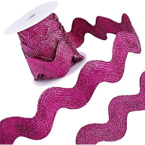 GORGECRAFT 1 Roll 1 inch(25mm) RIC Rac Trim Ribbon 5 Yards Rick Rack Wave Sewing Bending Fringe Trim Braided Woven Fabric for Sewing Flower Making Wedding Dress Party Lace Craft, Medium Violet Red