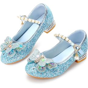 Qimaoo Toddler Girls Dress Shoes Princess Shoes Girls' Flats Mary Jane Shoes Toddler Glitter Shoes for Wedding Party