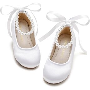 PHIRAMIN Toddler Flower Girl Dress Shoes - Little Girl Ballet Flats for Wedding Party