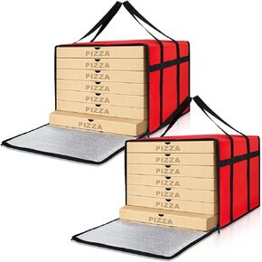 Maxcheck 2 Pcs Insulated Pizza Delivery Bag Pizza Warmer Bag Pizza Carrier Reusable Insulated Cooler Bags Insulated Food Delivery Bag for Personal and Professional Use (Black,24 x 24 x 14 Inch)