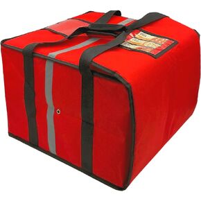 FSE Insulated Pizza Food Delivery Bag Carrier, 18 Inch x 18 Inch x 13 Inch, Breathable Design, Fits Five 16" Pizza Boxes, or Four 18" Pizza Boxes, for Hot or Cold Items, Red