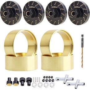 HobbyPark Brass 1.0 Beadlock Wheel Internal Ring Clamp for 1/18 Traxxas TRX4M with Extended Wheel Hex Spacers Wheel Weights