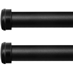 ASHLEYRIVER Curtain Rods 48 to 84-1 inch Black Curtain Rod with Round Cap, Curtain Rod for Windows 48 to 84, Hanging Curtain Rod & Wall Mount with Brackets, Outdoor Curtain Rod, Black