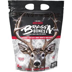 Boss Buck Bragg'n Bones 10lb Mineral Deer Supplement | High Protein Antler & Bone Growth Mineral Feed Supplement for Deer