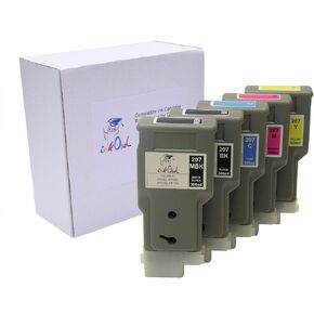 InkOwl Compatible Ink Cartridge Replacement for Canon PFI-207 (300ml, 5-Pack) - iPF680, iPF685, iPF780, iPF785 Printers