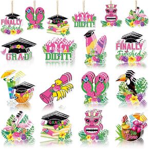 DTOFOOT Luau Party Decorations, 36 Pcs Hawaiian Themed Party Decorations Hanging Ornaments for Tree Hawaiian Graduation Congrats Grad for Luau Graduation Party Decorations