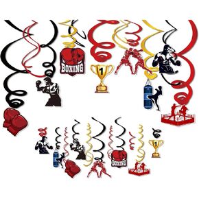 Kristin Paradise 30Ct Boxing Hanging Swirl Decorations, Fight Club Party Supplies, Boxer Birthday Theme Decor