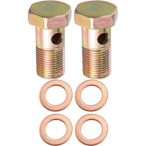 X AUTOHAUX 2 Set Banjo Bolt Brake Fitting Adapter Kit M18x1.5 Brake Line Thread Single Banjo Bolt with 18mm Washers